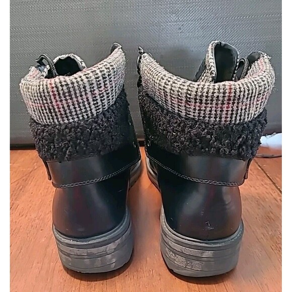 Tommy Hilfiger Womens 9M Dyan Lace Up Fold Ankle Boot Black Faux Leather - Picture 6 of 10